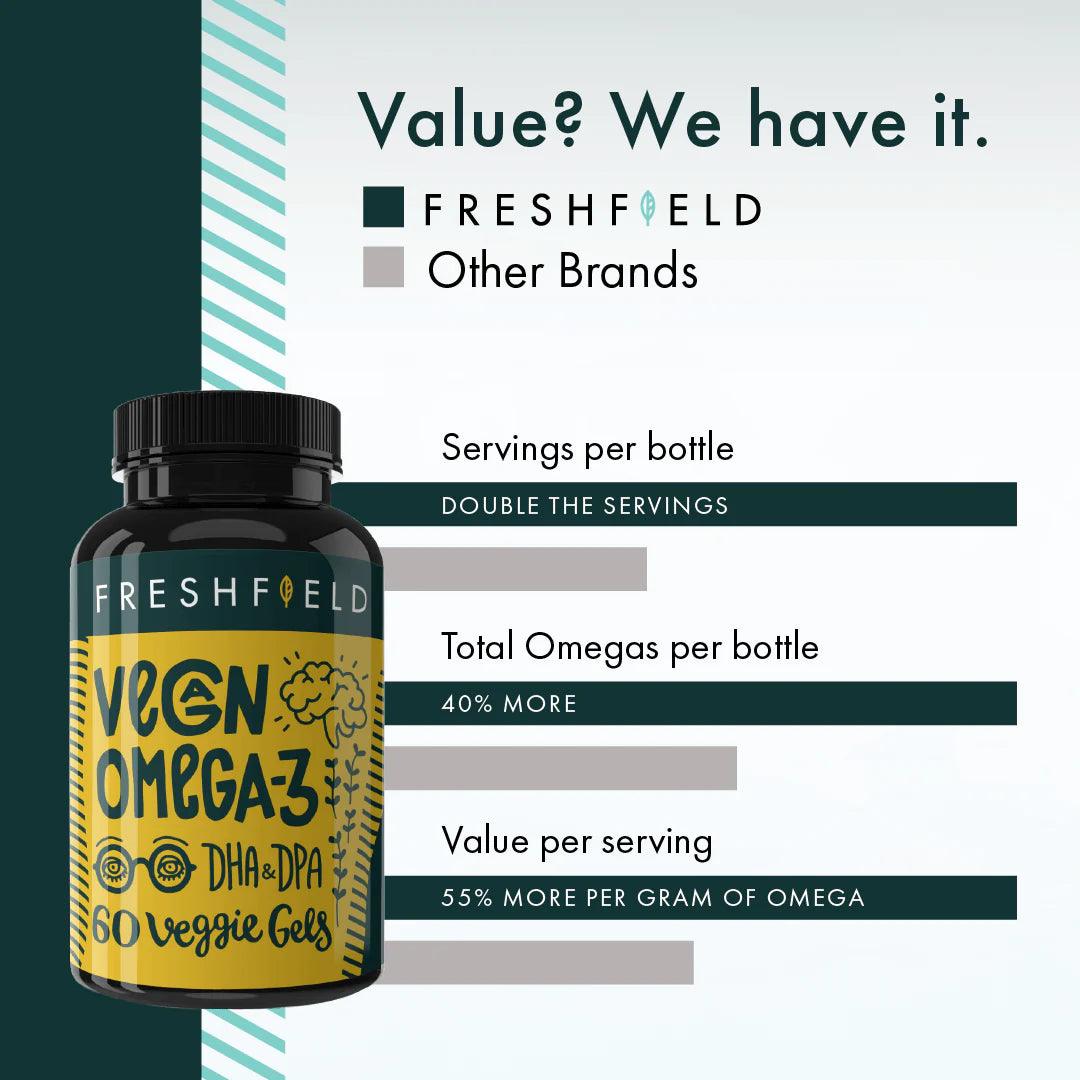 Freshfield Vegan Omega-3 DHA, 60 Veggie Gels - Singh Nutrition
